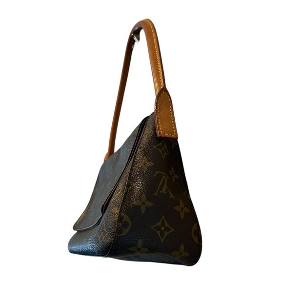 Louis Vuitton Brown Tan Mini LV Monogram Canvas Looping Single Handle Handbag - Picture 5 of 9